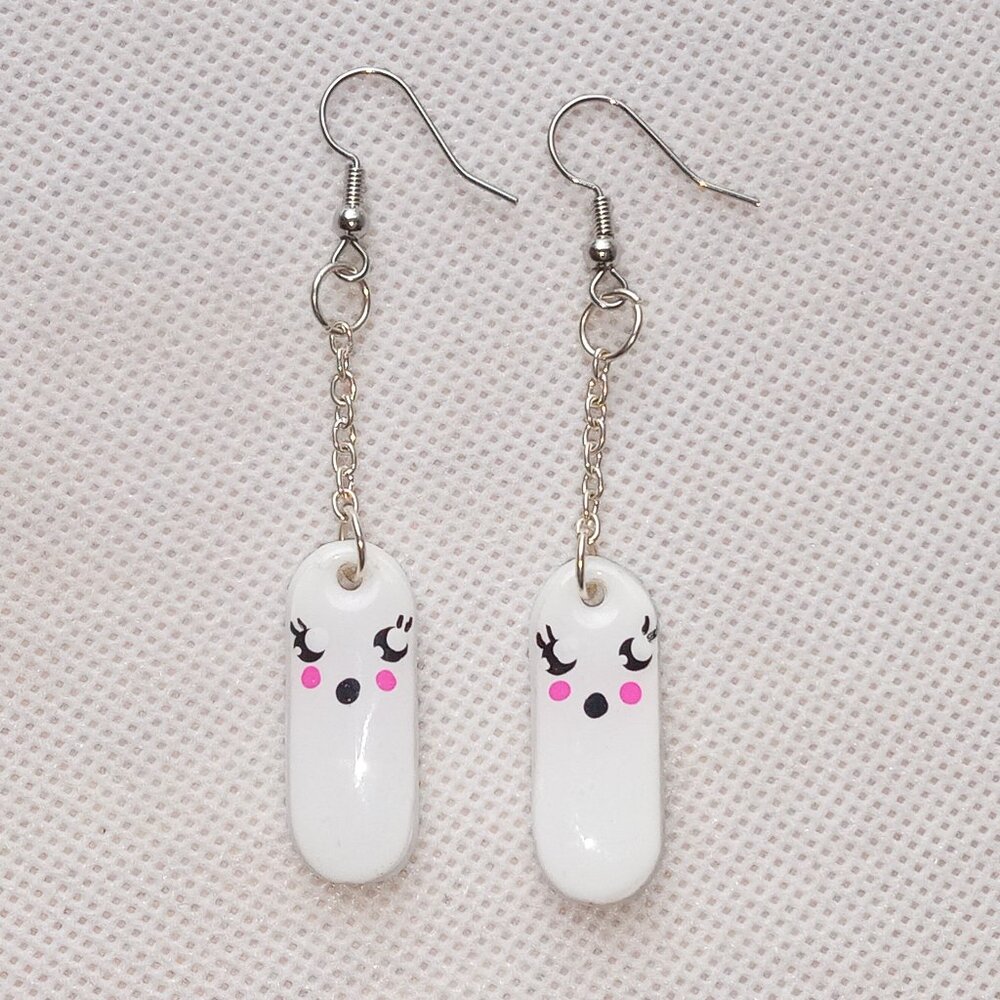Adorable Handmade Ghost Earrings, Cute Ghost Earrings, Fun Clay Earrings